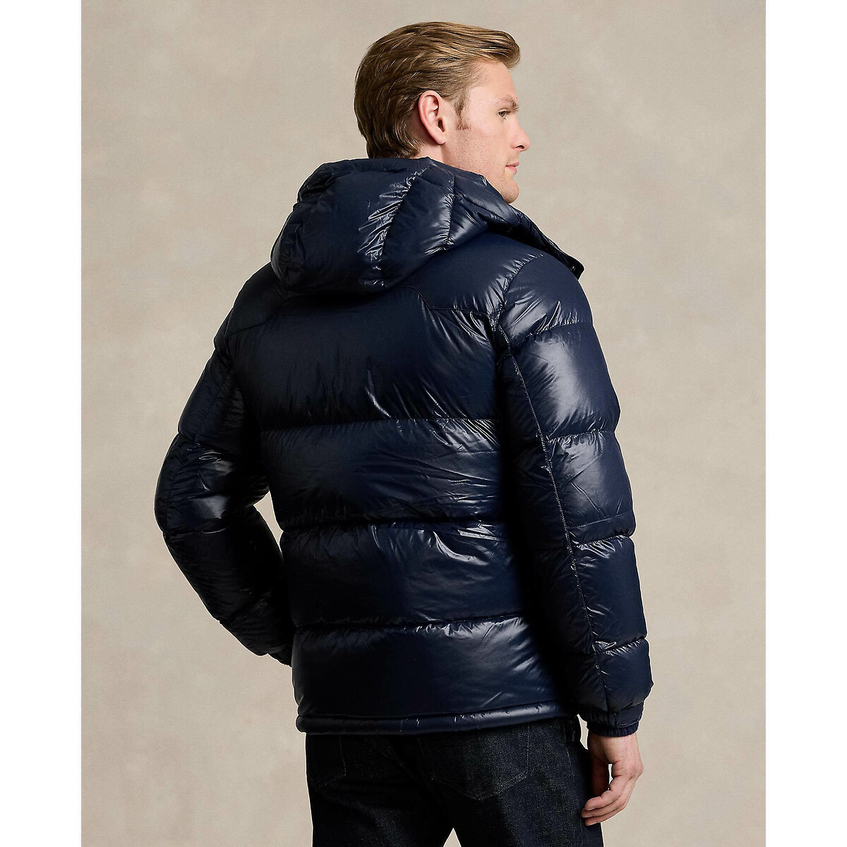 POLO RALPH LAUREN<br>Jaqueta de plumas El Cap, brilhante, com capuz removível