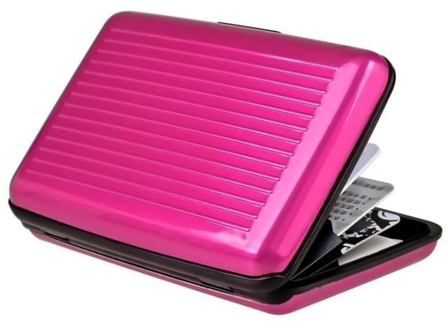 Pung med 6 kortholdere, RFID-beskyttelse, Cerise
