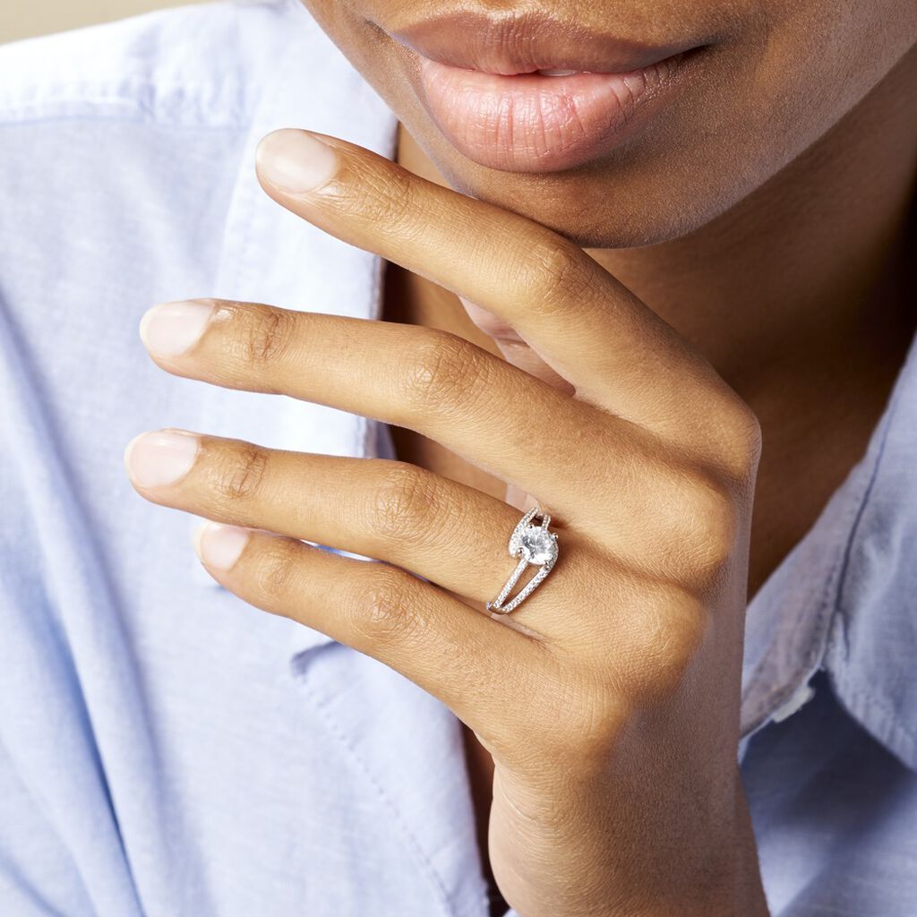 Bague Solitaire Maggy Argent Blanc Oxyde De Zirconium