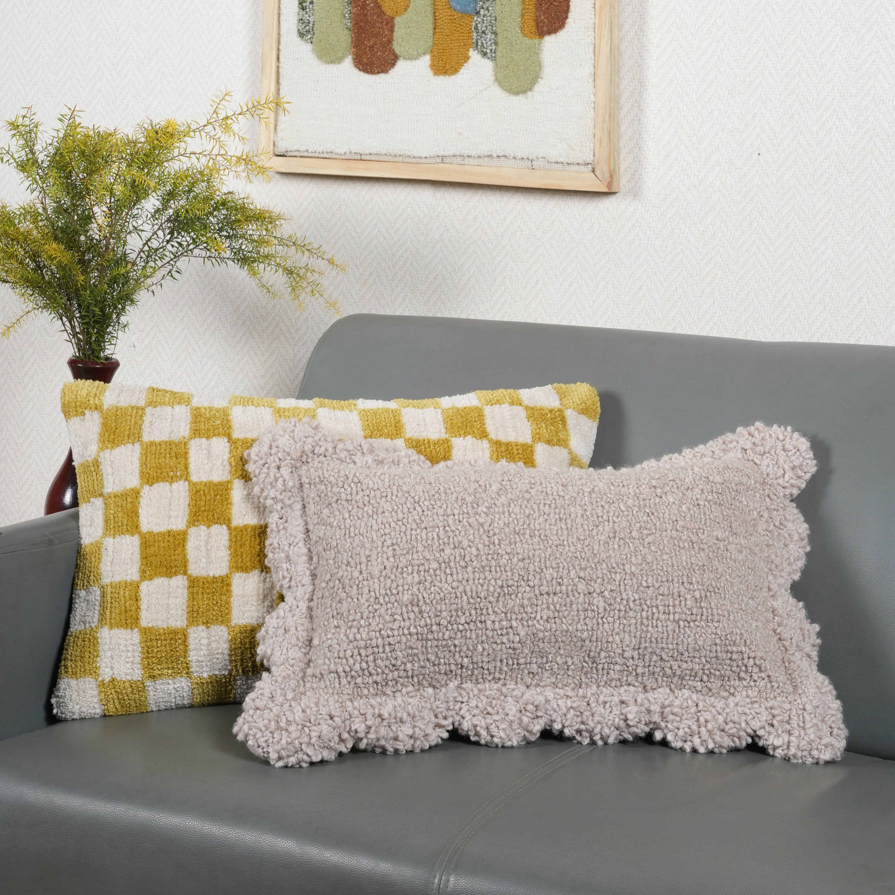 by fonQ Teddies Sierkussen - Set van 2 - Oker