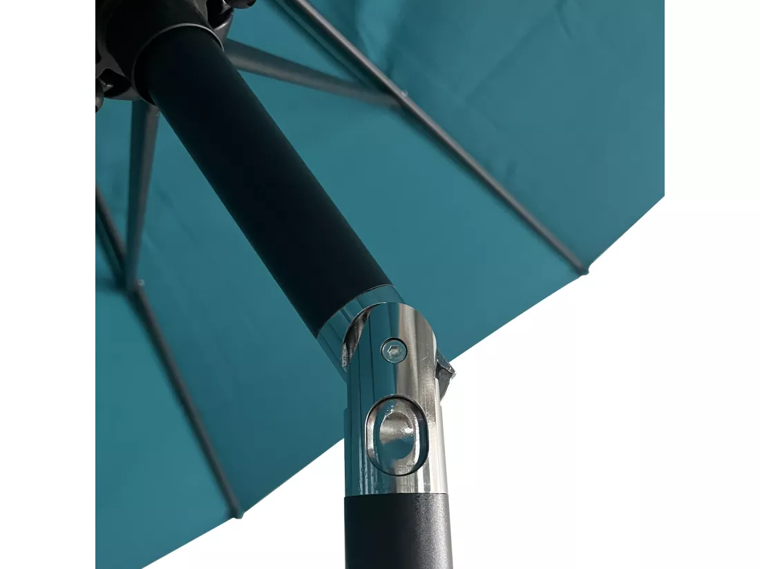 Parasol droit HAPUNA rond 3,30m de diamètre bleu - HAPPY GARDEN