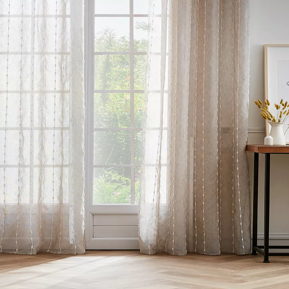 Voilage galon fronceur pompons (140 x 240 cm) Axel Beige