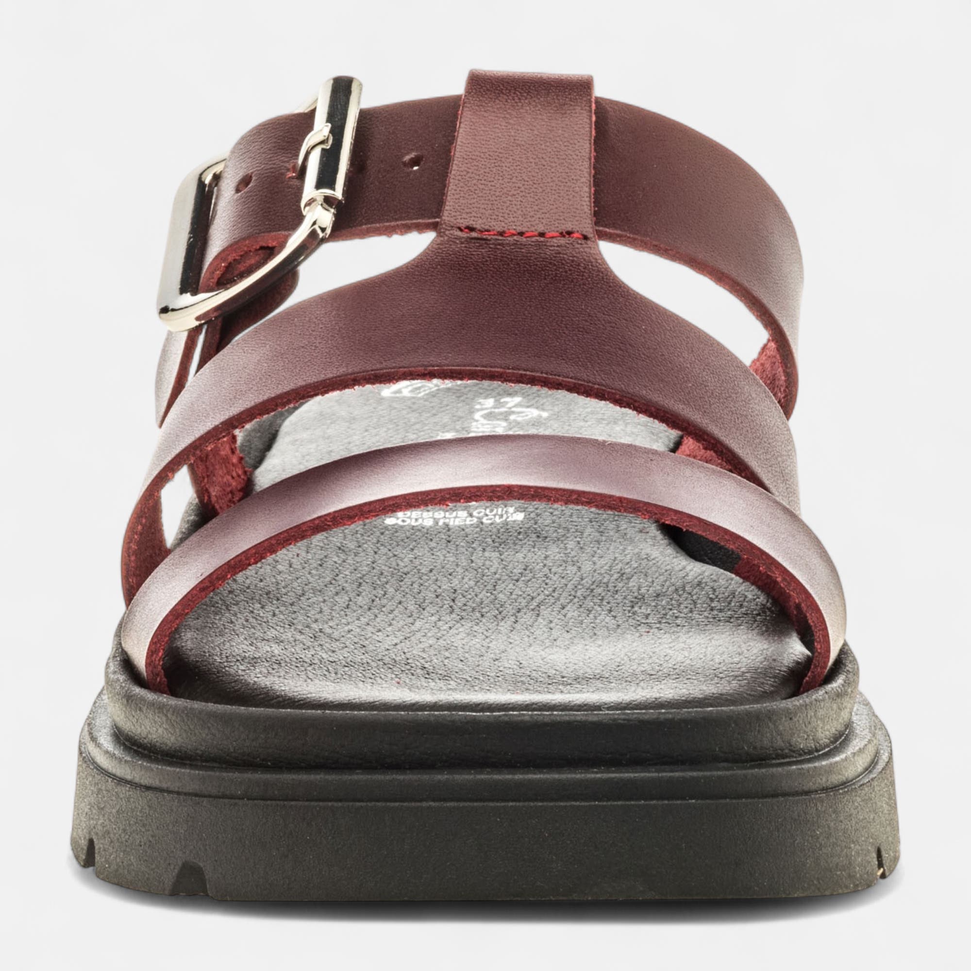 Mules Femme en cuir bordeaux