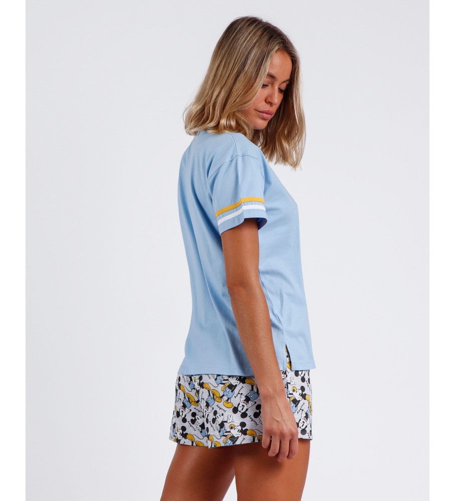 Pijama de manga curta azul de verão do Mickey da Disney