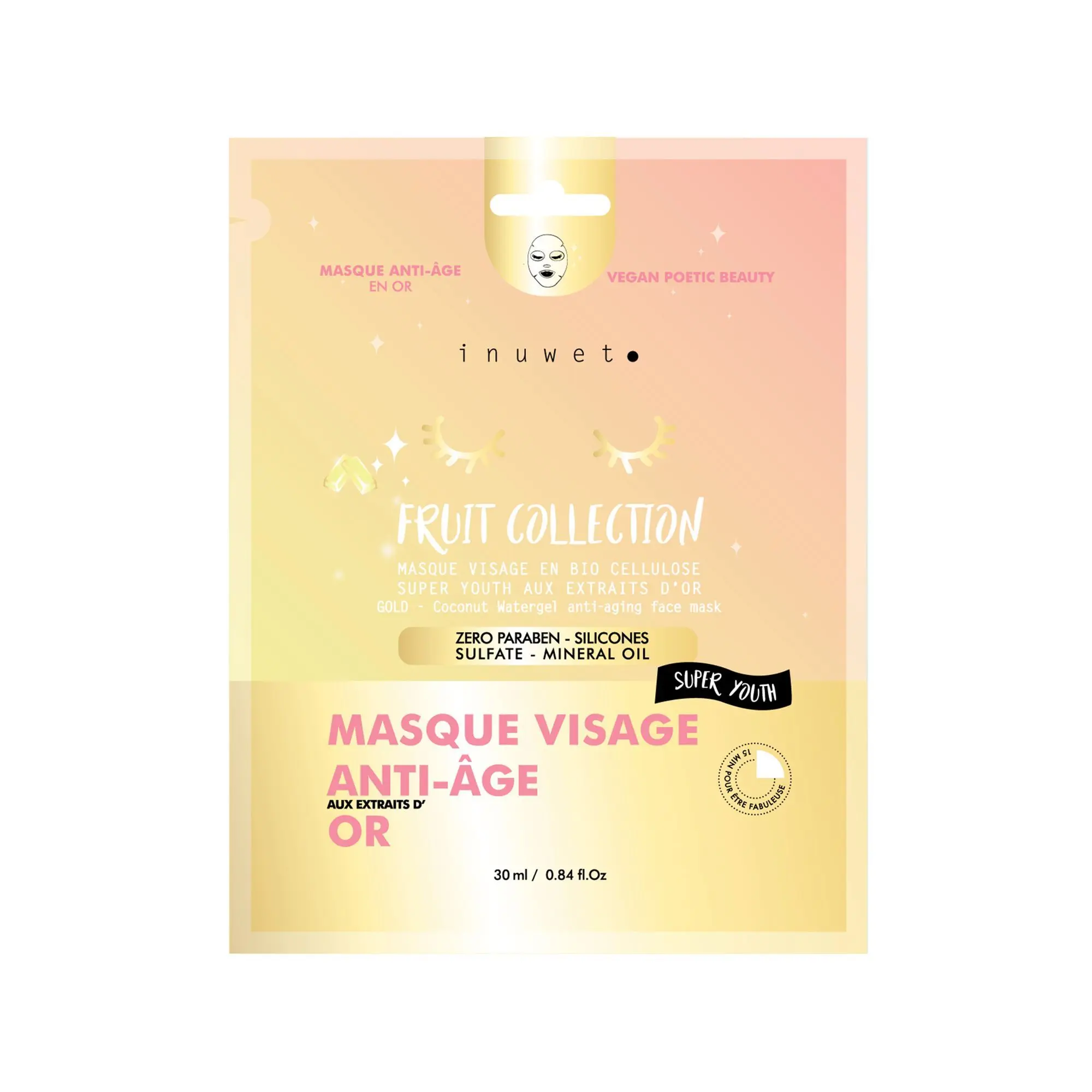 Inuwet - MASQUE VISAGE HYDRATANT Masque Anti Âge- Masque monodose