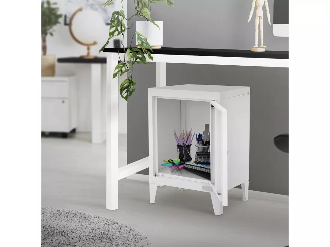 Armoire de classement acier blanc 40x30x57,5 cm table de chevet stockage outils