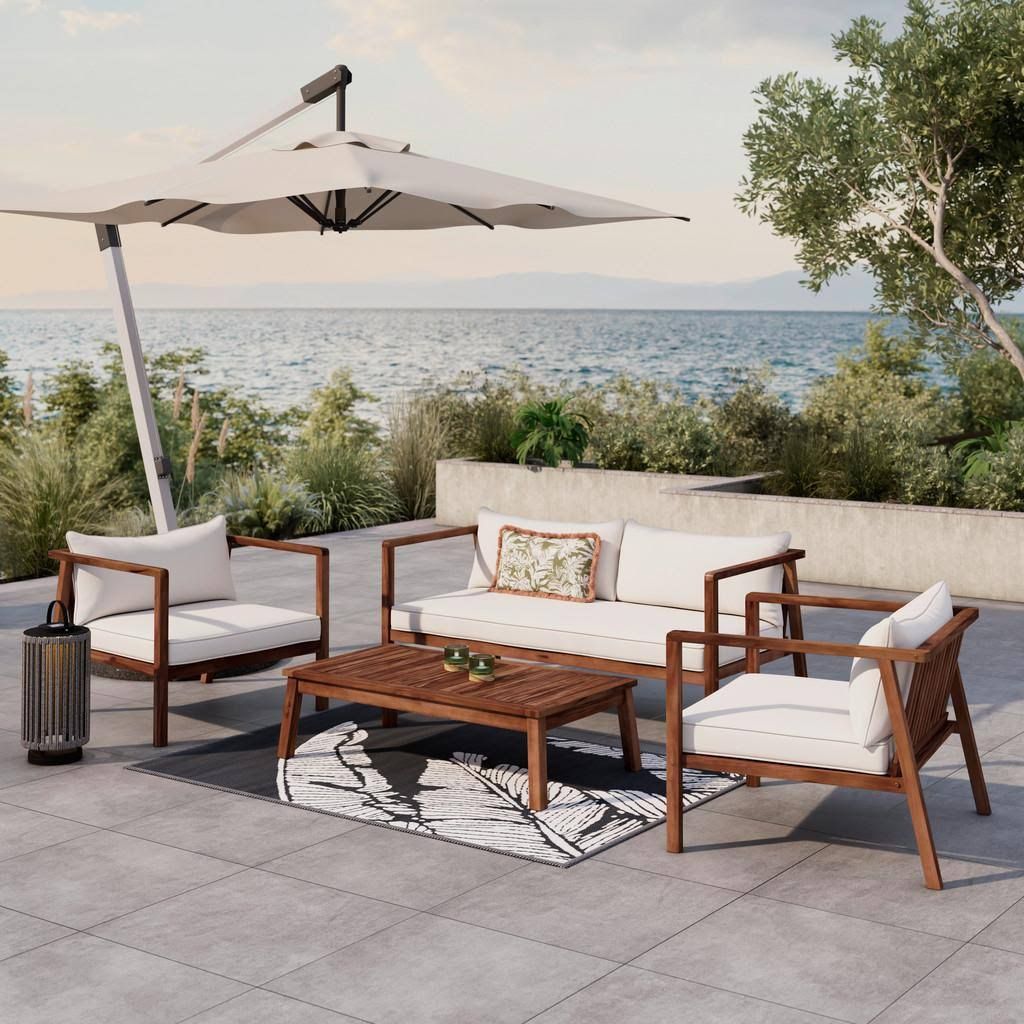 Loungegarnitur Pia Akazie/Outdoorstoff