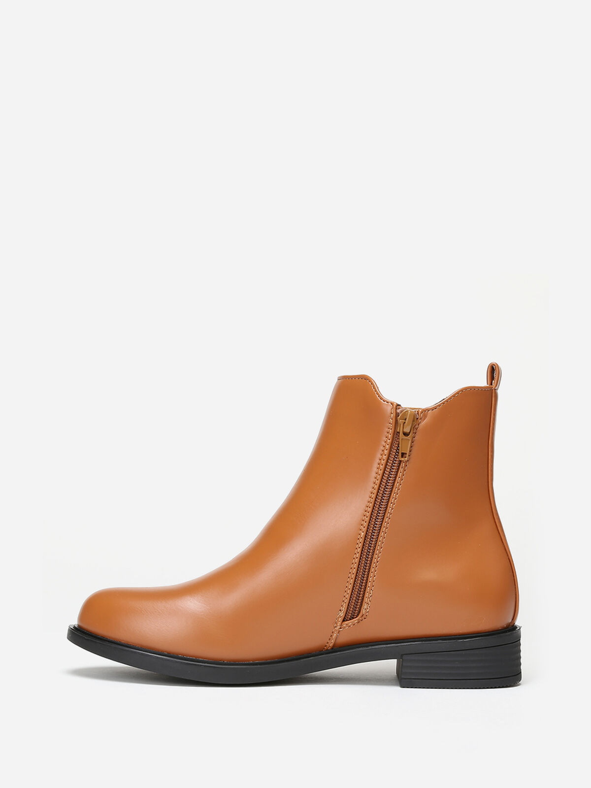 Bottines chelsea en simili à boucle- Camel