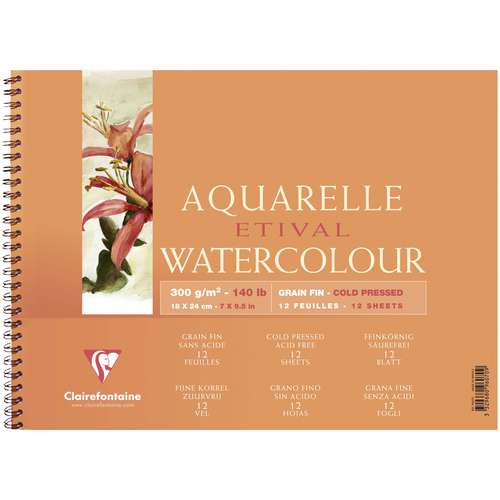 Clairefontaine ETIVAL Aquarell-Spiralblock, Feinkorn