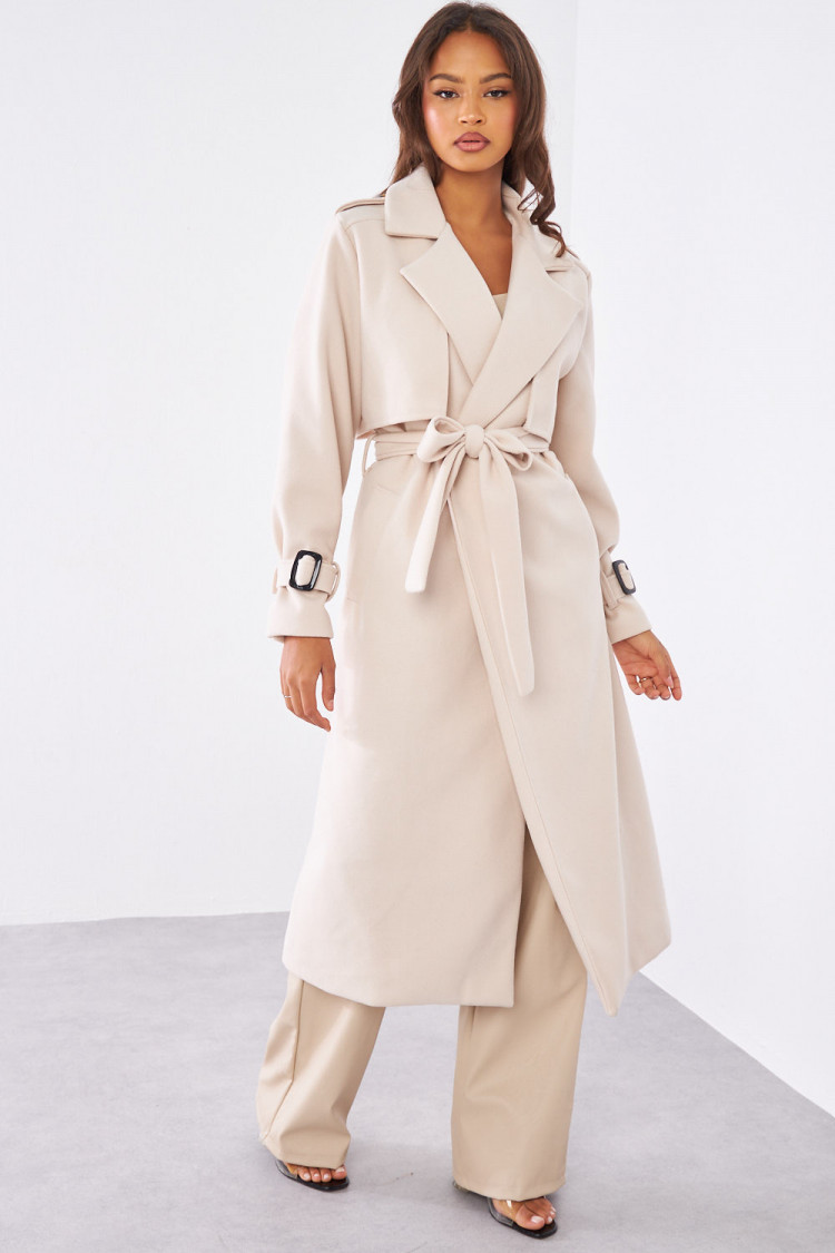 Manteau beige ceinturé