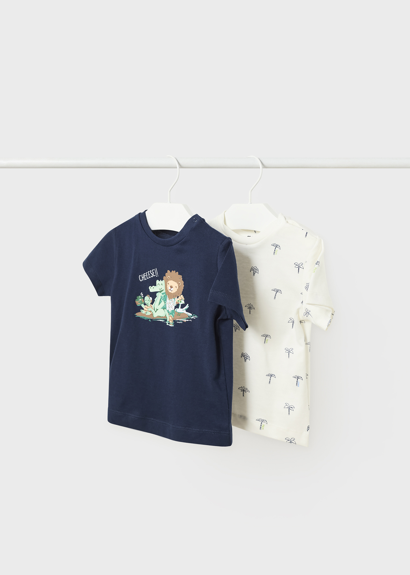 Conjunto de 2 camisetas infantis de manga curta em algodão sustentável