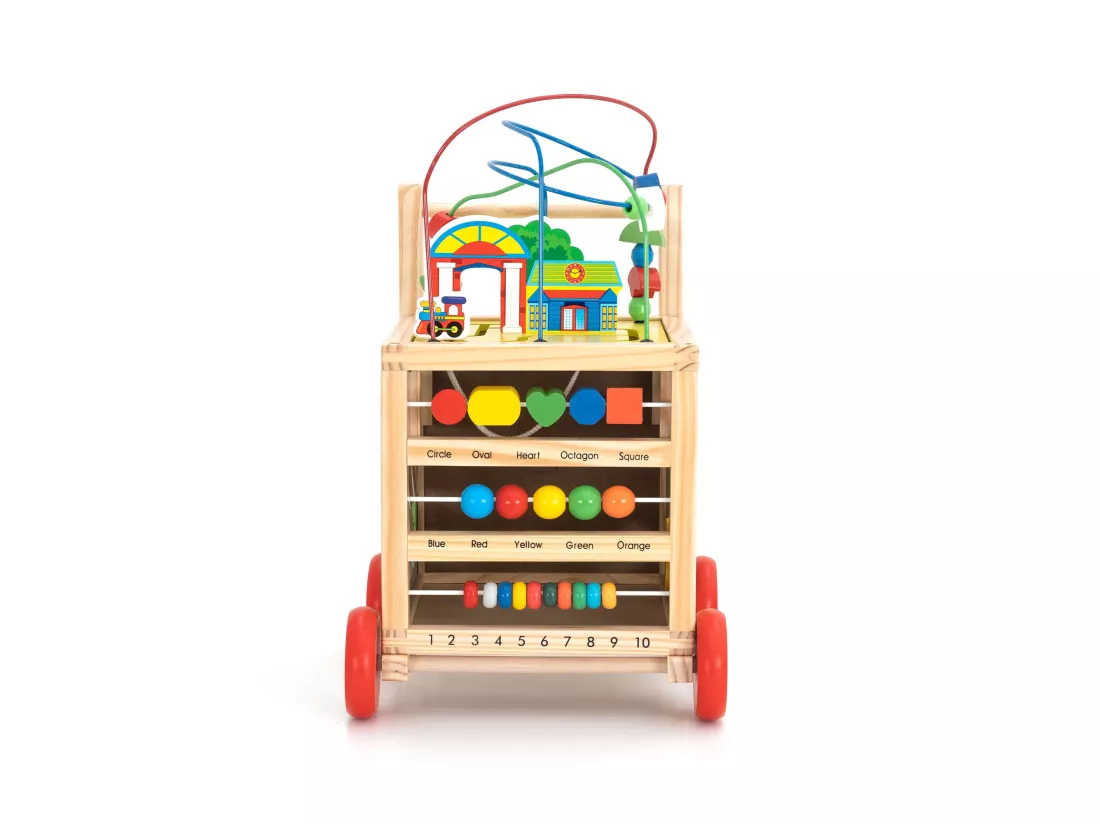 Trotteur pour Bébés Multi-Activités Montessori Robincool Corfù 33x33x45 cm en Bois Éco Développement Psychomoteur