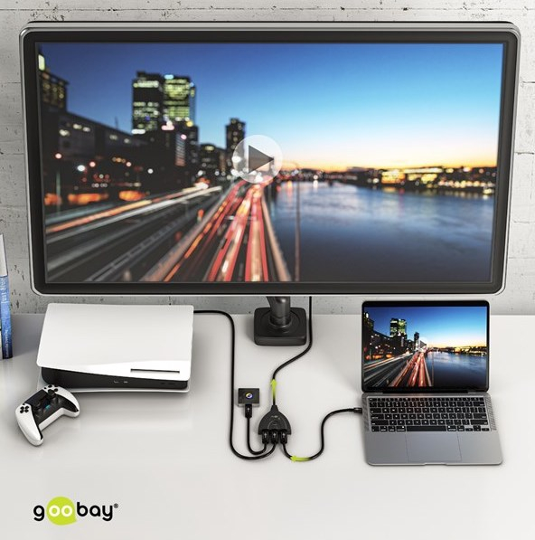 3-fach HDMI 1.4 4K Adapter Splitter Switch Audio Video Konverter Umschaltbox 3 x Input / 1 x Output (58487) - Schwarz