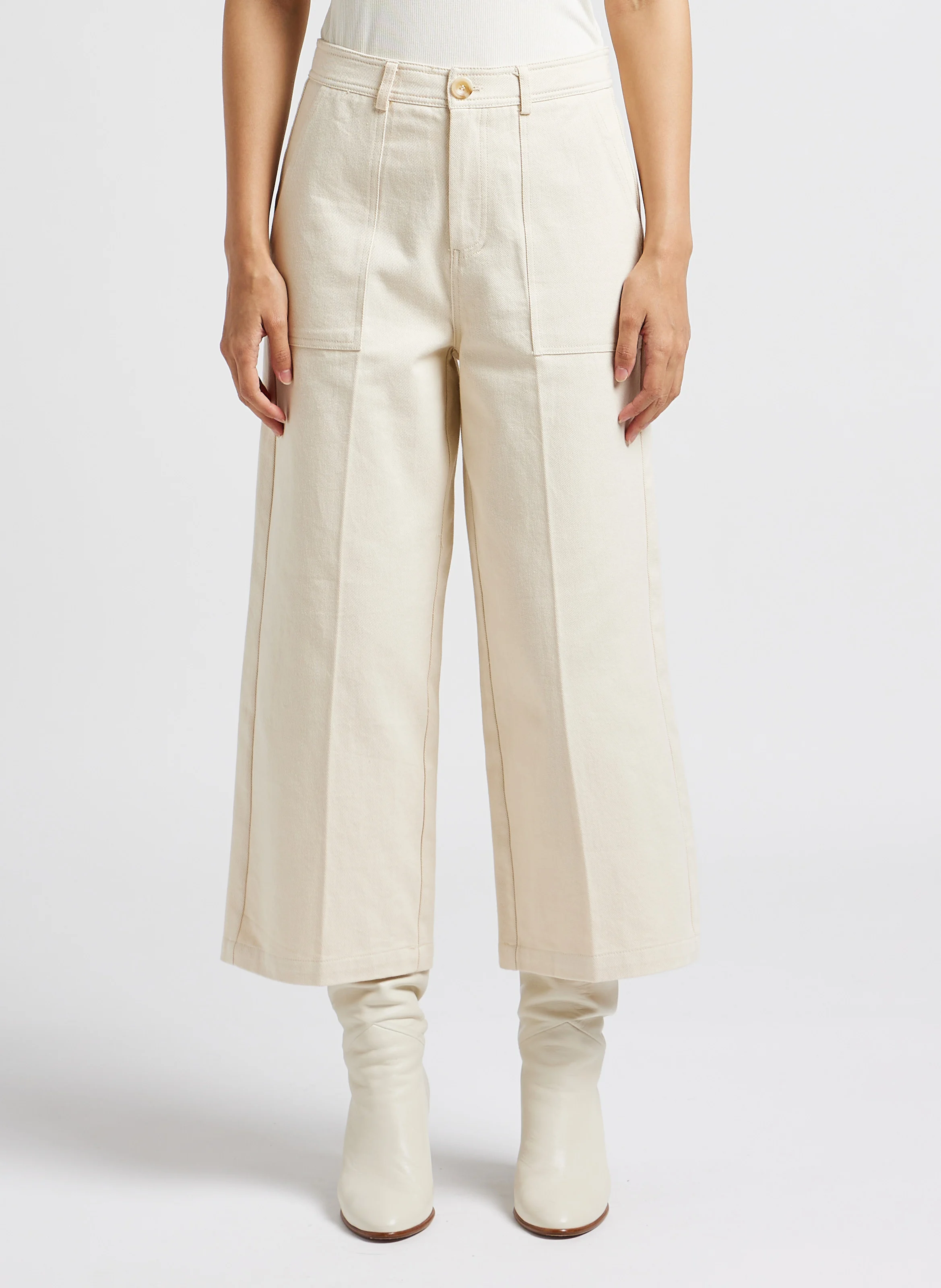 LEOPOLD - Pantacourt taille mi-haute en coton | Beige