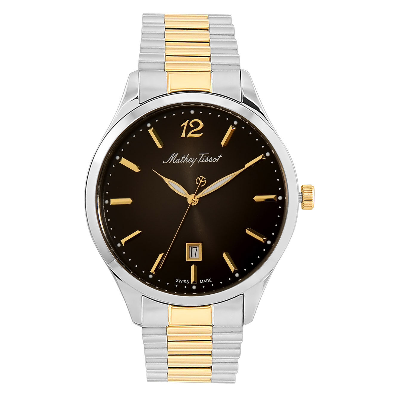 Mathey-Tissot Montre Mixte Quartz en Acier Urban Metal argenté/doré