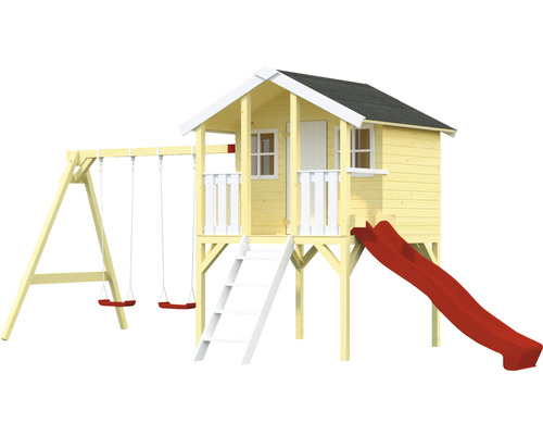 Palmako speelhuis 421 x 284 x 287 cm, hout, inclusief ramen, deur, vloer en ladder.