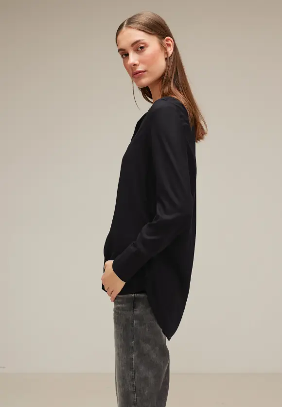 Longbluse in Unifarbe - Black