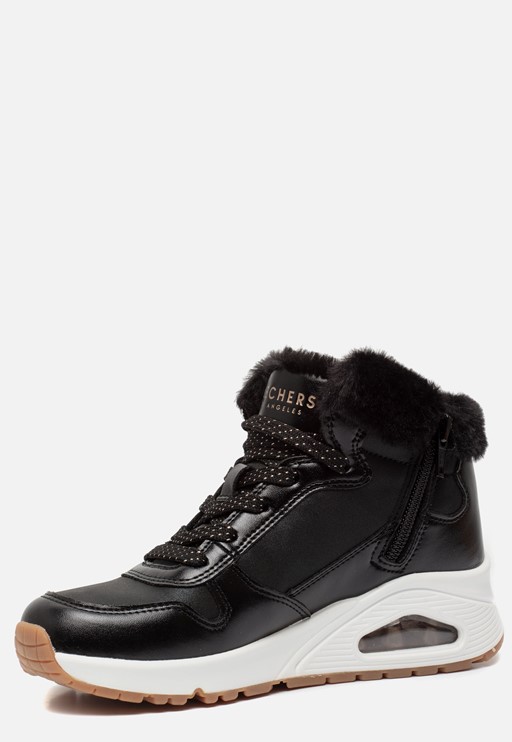 Skechers Uno Cozy Sneakers zwart Leer