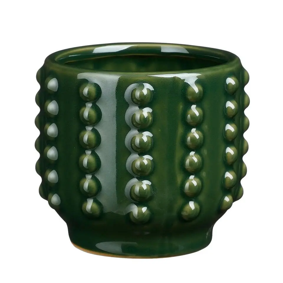 Mica Decorations Bloempot Boaz - gebobbeld - groen - 11 x 13 cm