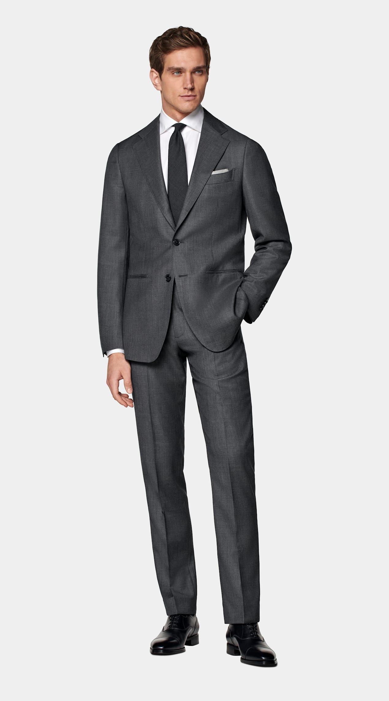 Veste de costume Havana coupe Tailored gris foncé œil-de-perdrix