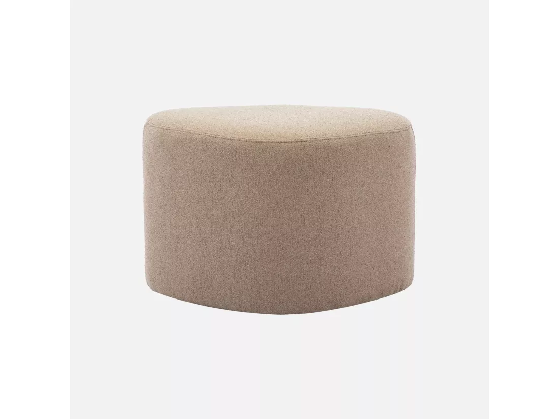 tabouret. pouf en forme de galet en tissu greige. TAO L 60 x P 44 x H 40cm