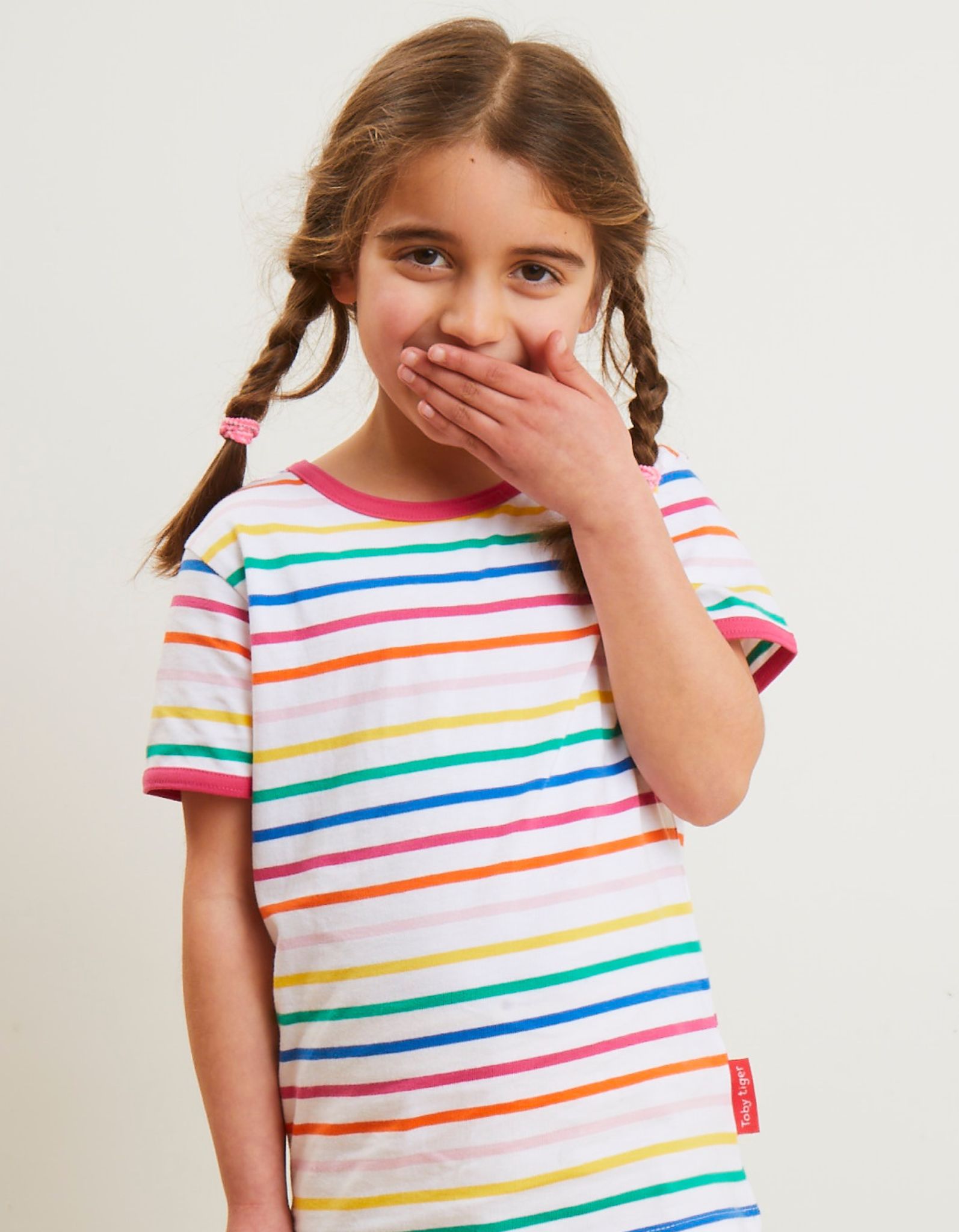 Toby Tiger T-Shirt mit Pink Regenbogenstreifen