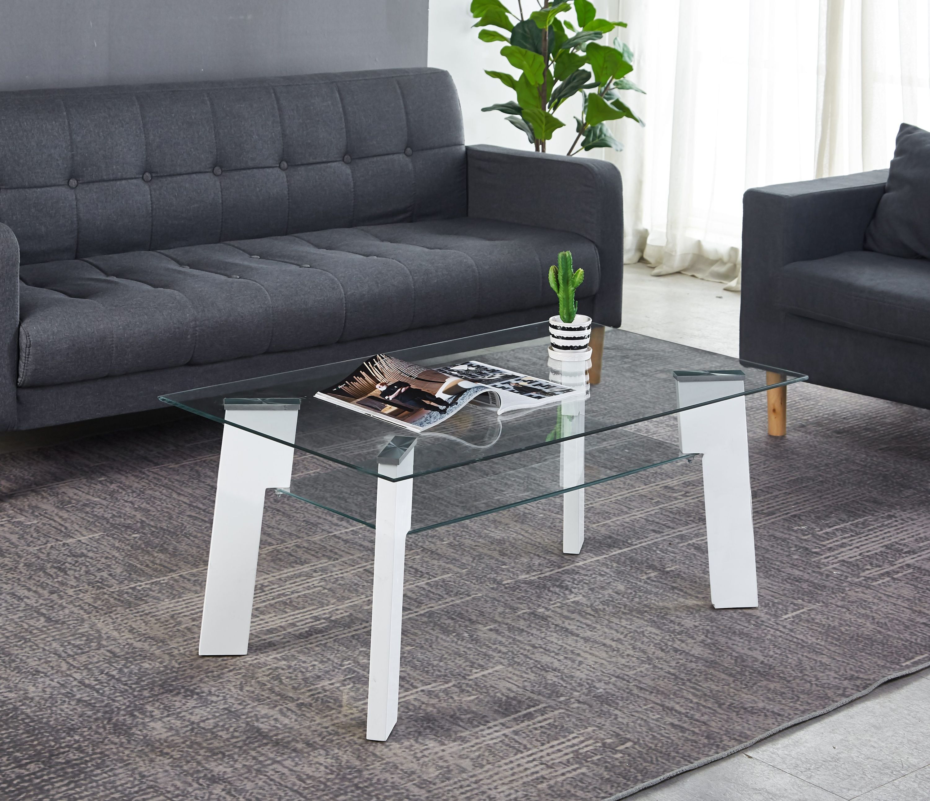 Couchtisch 110x80 hochglanz weiß Glastisch Beistelltisch Wohnzimmer Sofa Tisch