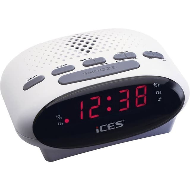 ICES ICR-210 Radiovækkeur FM Hvid