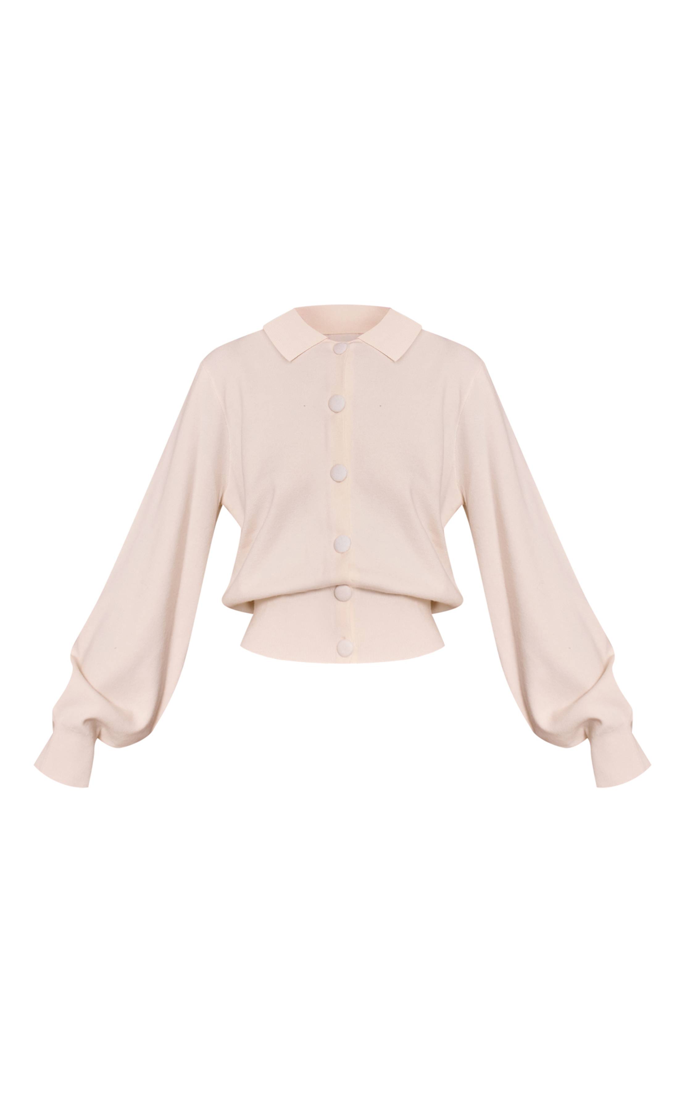 Crème Cardigan Long En Maille Compacte À Boutons Recouverts