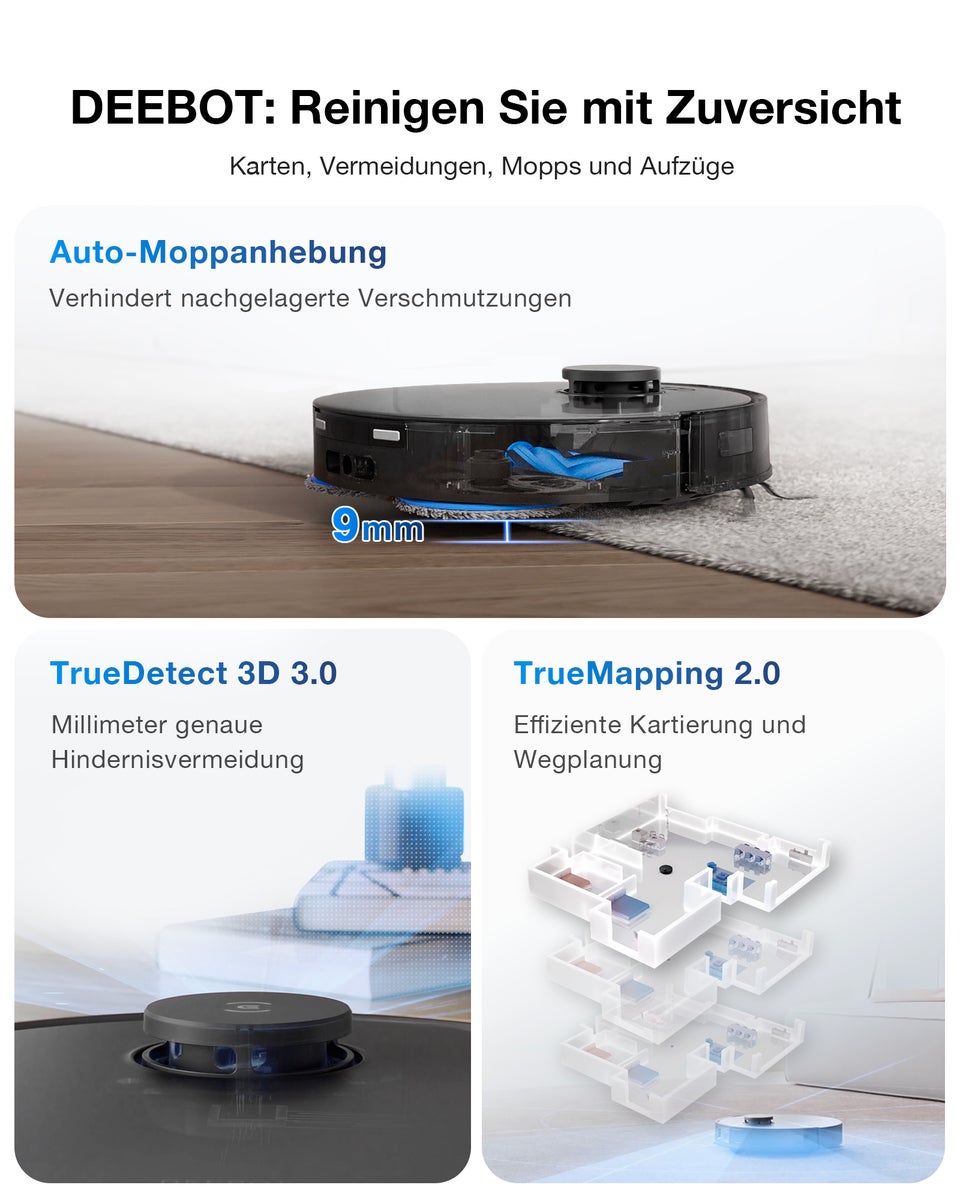 ECOVACS DEEBOT T30 OMNI Zwarte robotstofzuiger