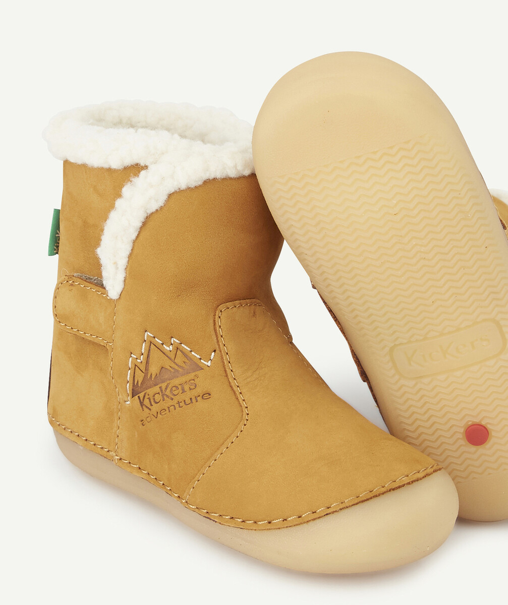 KICKERSLES BOOTS CAMEL EN CUIR AVEC IMITATION FOURRURE