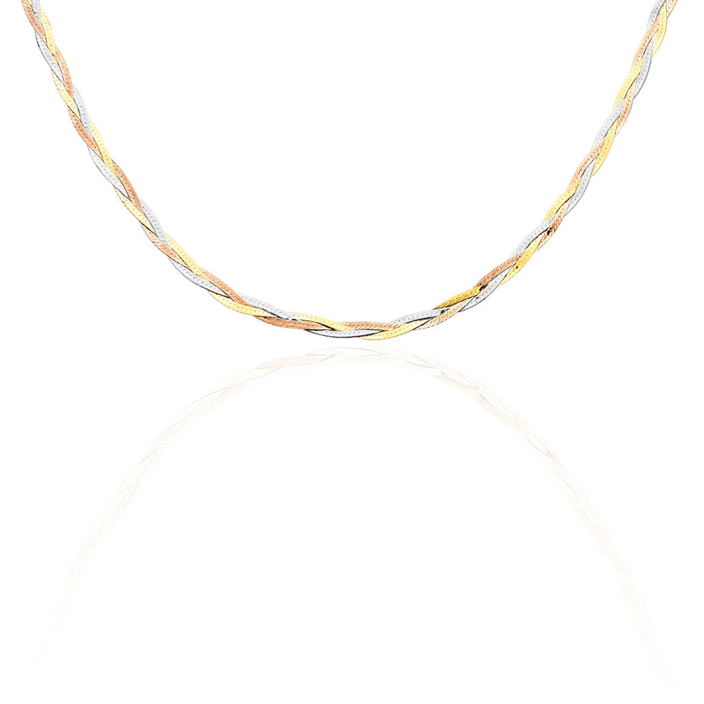Collier Jasmin Tresse 3 Fils Or Tricolore