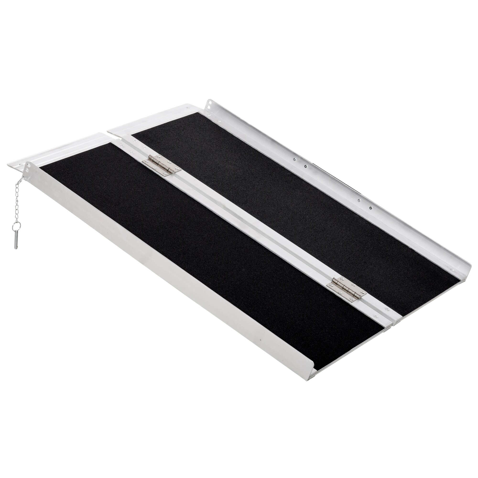 HOMCOM Rollstuhlrampe faltbar silber, schwarz 93 x 76 x 5 cm