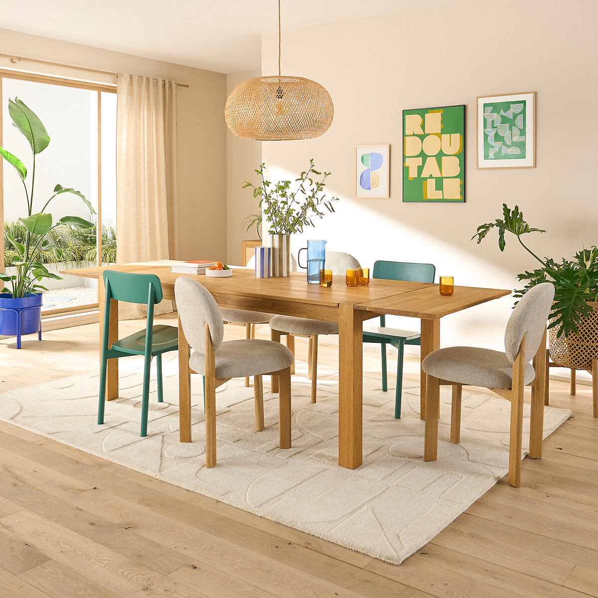 LA REDOUTE INTERIEURS<br>Mesa de carvalho, 2 extensões, Adelita