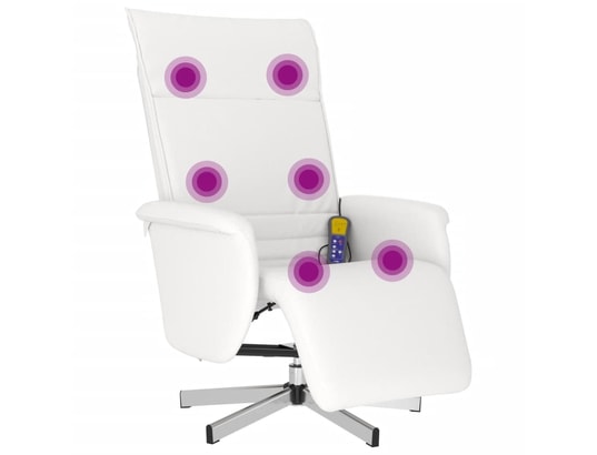 VIDAXL - Fauteuil Relaxation Fauteuil inclinable de massage repose-pieds blanc similicuir