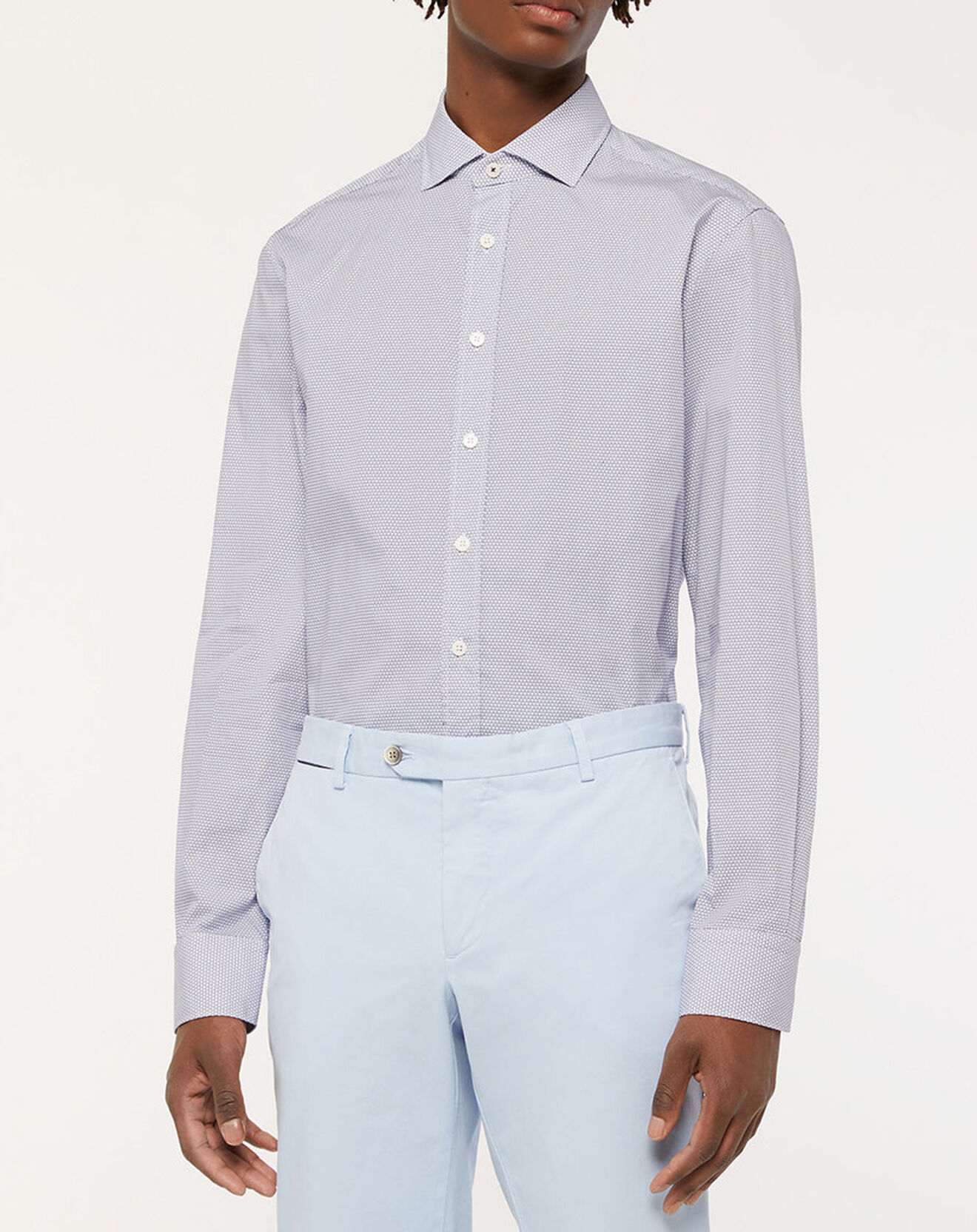 Hackett London Chemise Slim Fit à imprimé ancres bleu ciel/blanc