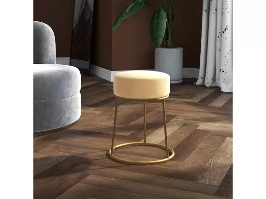 Tabouret rond Abricot Velours