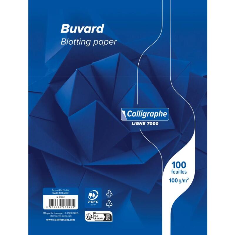 Buvard 7000 16x21 cm 100 feuilles uni 100 g teinte blanche