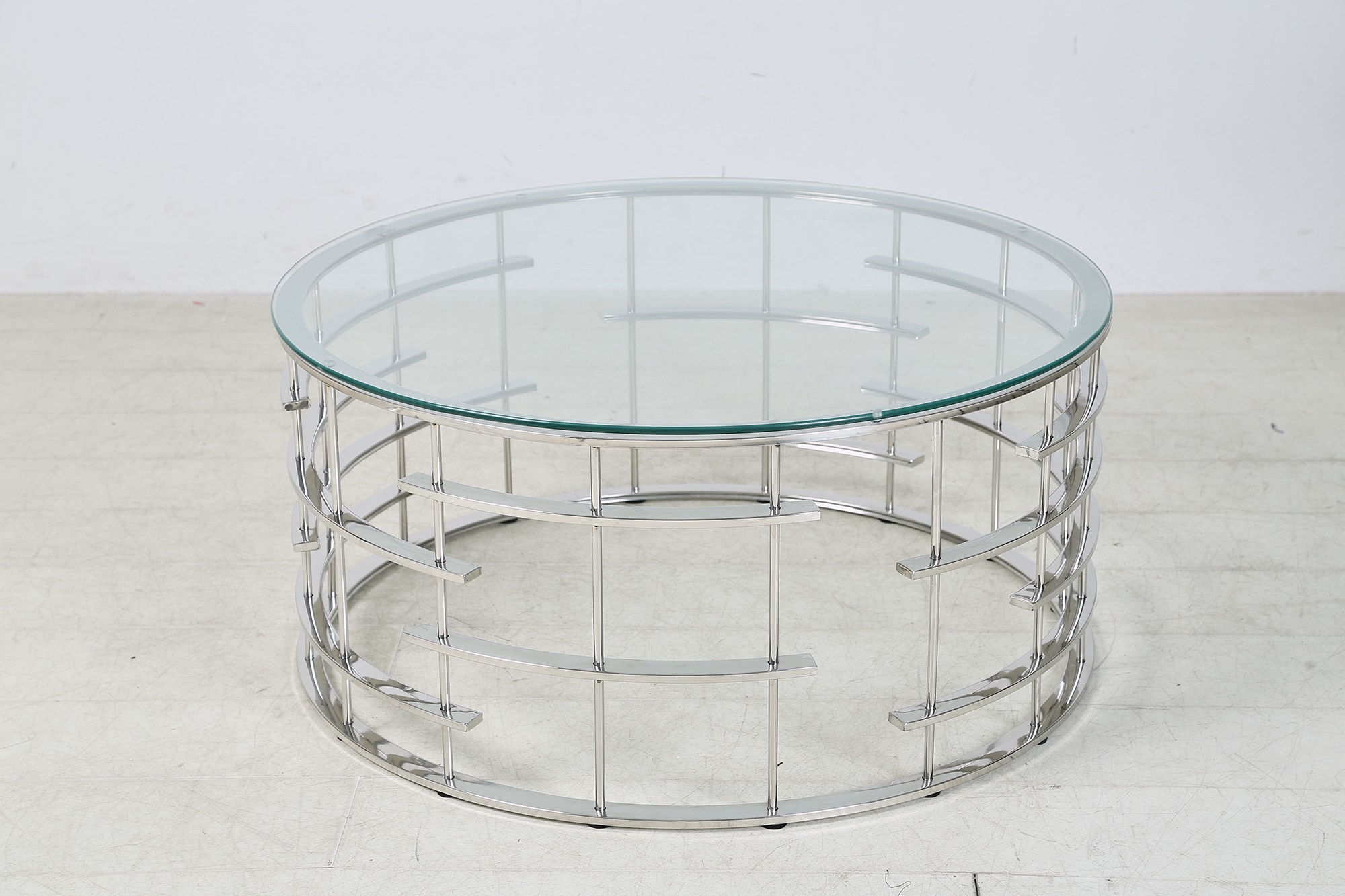Couchtisch Ø 80 cm silber Glastisch Beistelltisch Sofatisch Wohnzimmertisch
