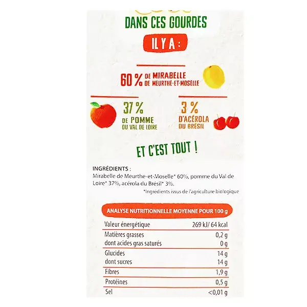 Vitabio Cool Fruits Mirabelle Ameixa Maçã Acerola Sachês Orgânicos Pacote com 12 x 90g