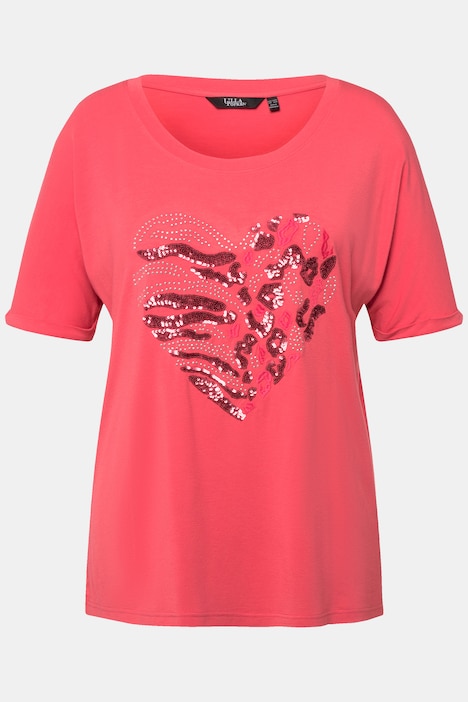 T-Shirt, Herz, Oversized, Rundhals, Halbarm