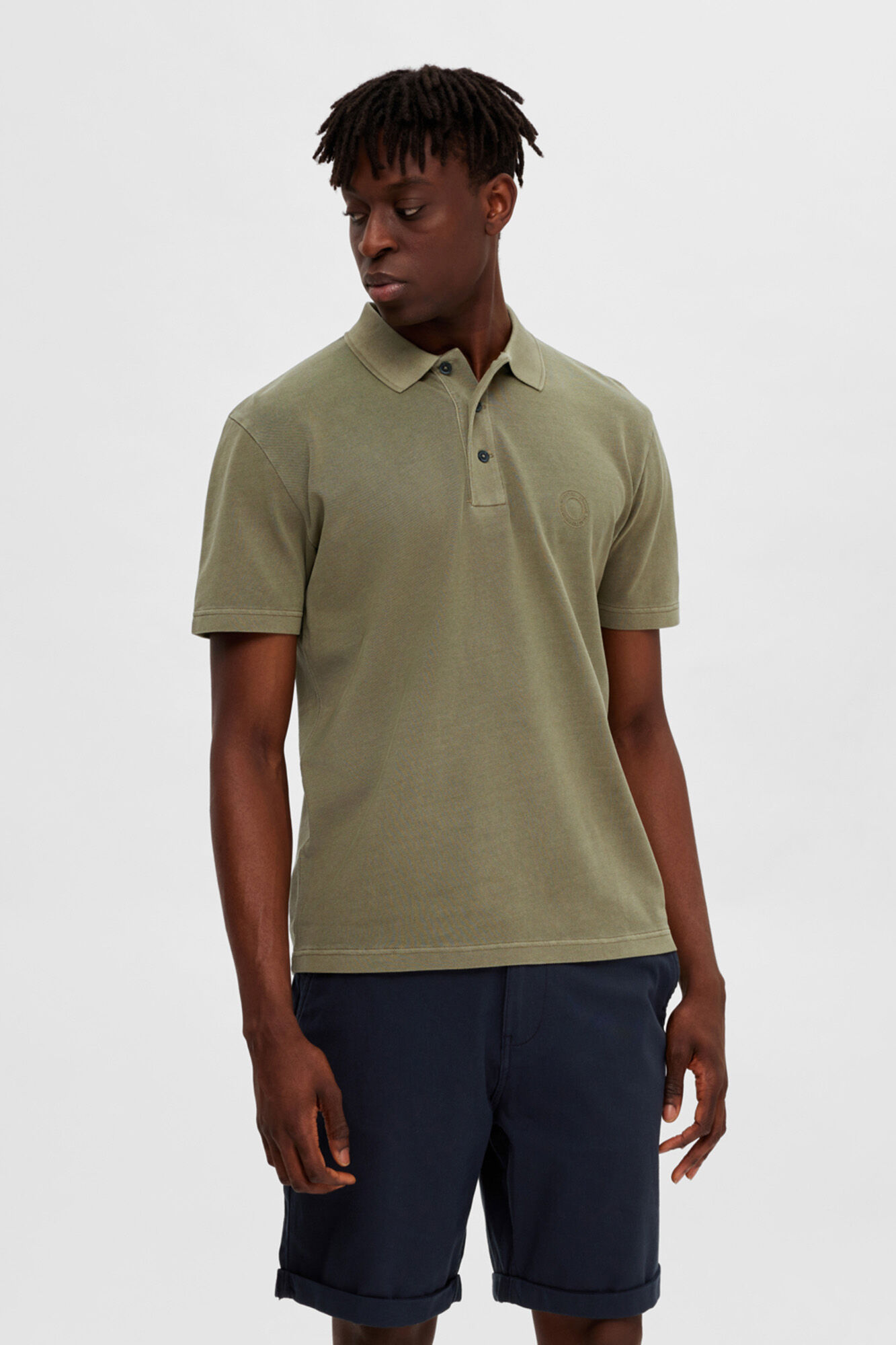 Camisa polo de manga curta, 100% algodão orgânico. - Verde
