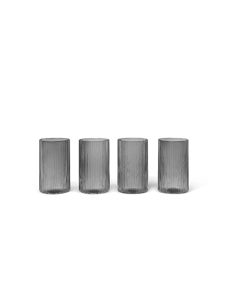 FERM LIVING Gläser 4er Set RIPPLE Smoked Grey grau
