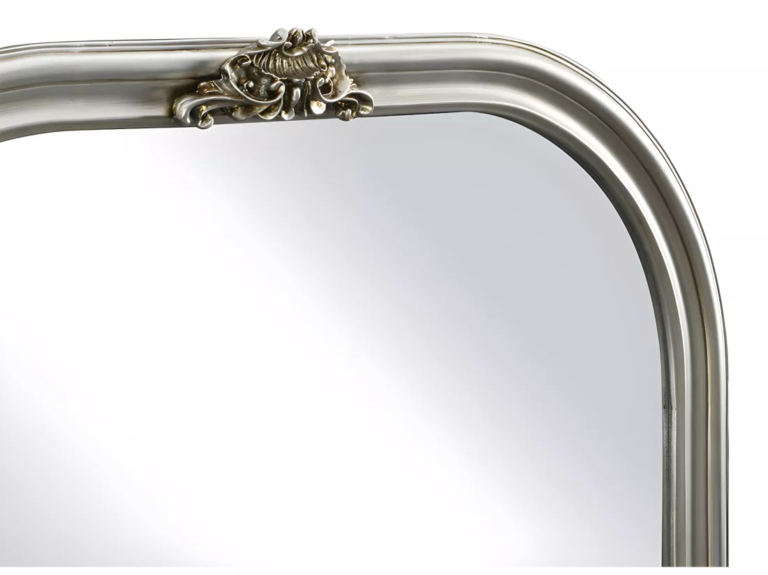 Miroir en bois de paulownia - L. 90 x H. 81 cm - Argenté - IZEY