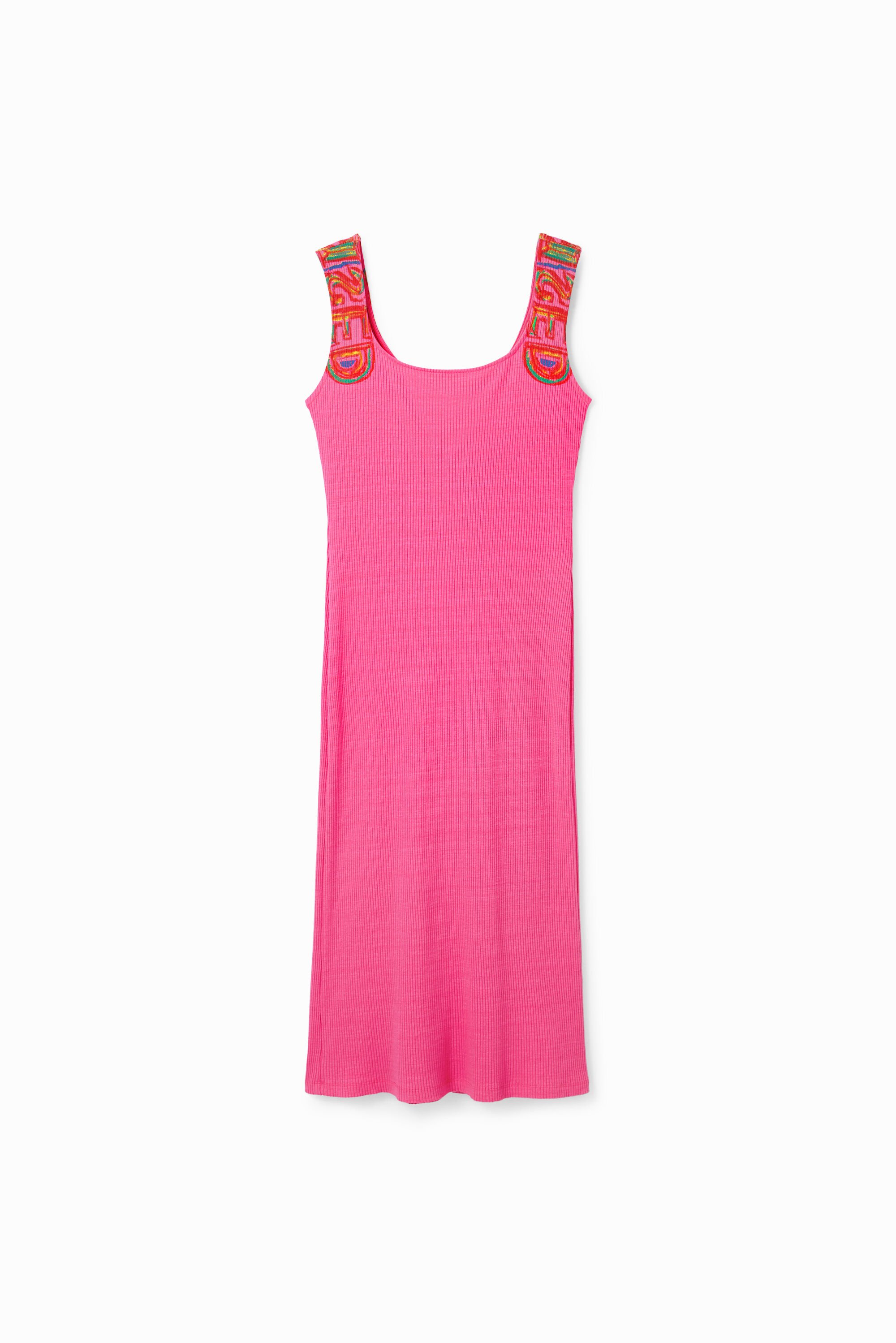 Robe ajustée bretelles tissu côtelé