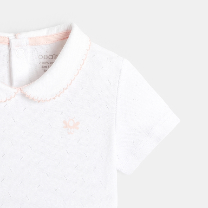 Body cerises en coton pointelle (lot de 2) blanc naissance