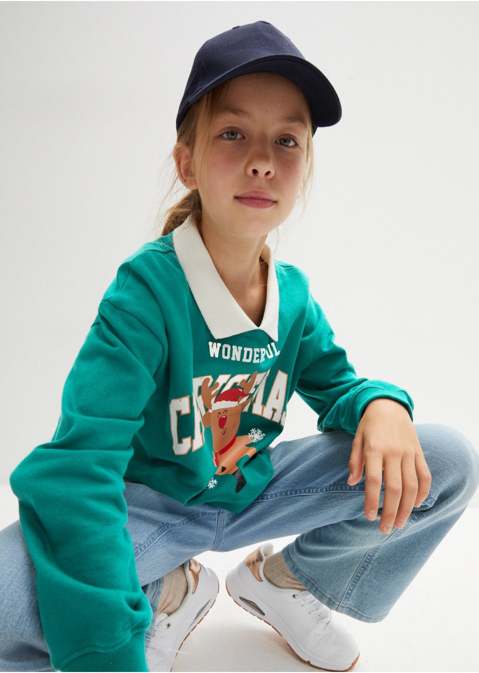 Meisjes sweater met kerstprint