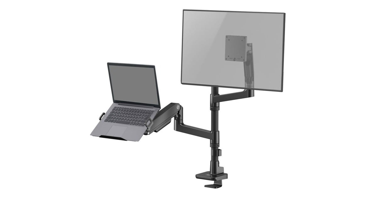 ACT ConnectivityMonitorarm met laptophouder office premium, gasveer, paalbevestiging, 1 monitor  (Zwart)