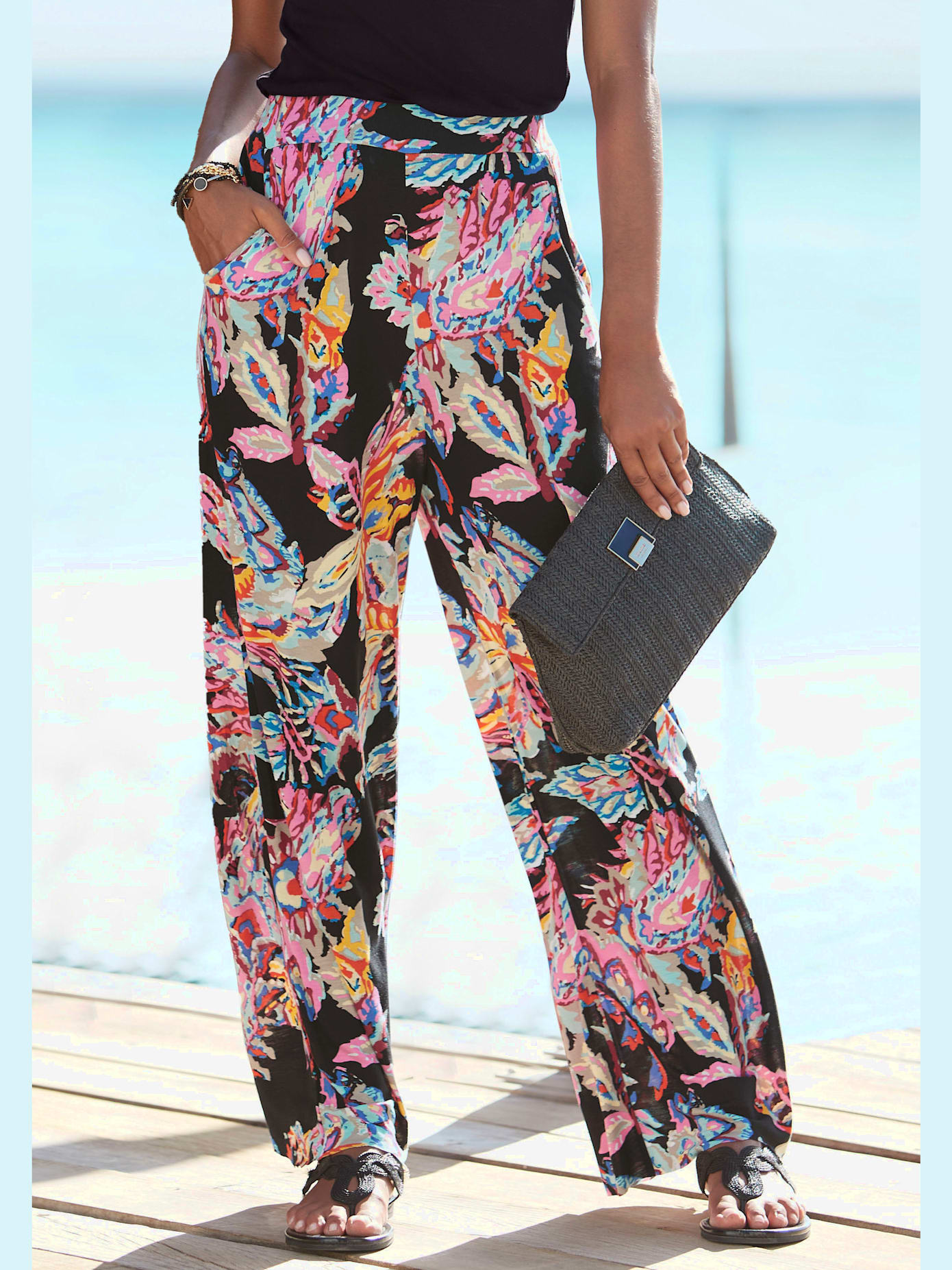 Pantalon ceinture lisse devant