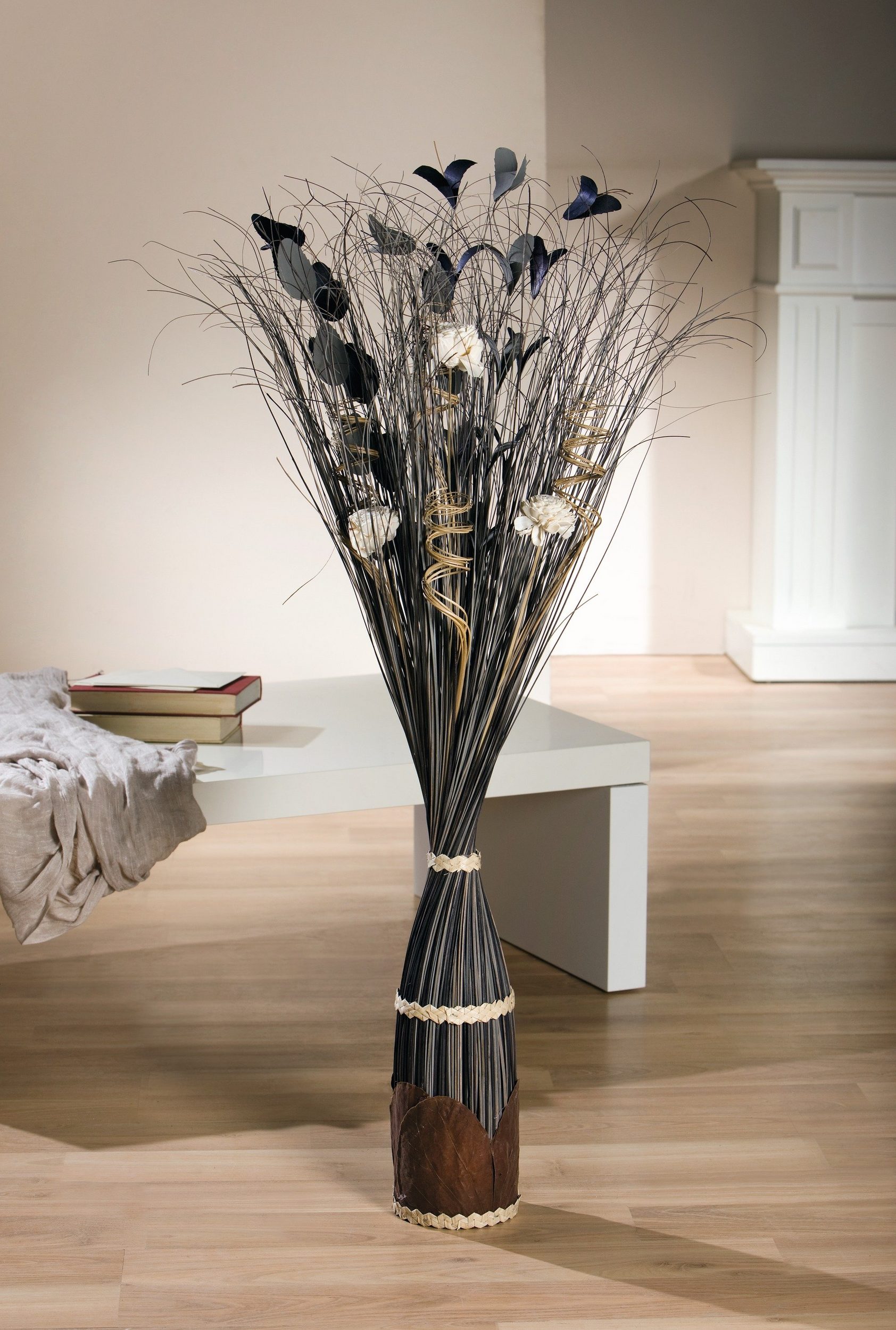 Dekobündel Naturdeko 100cm Trockenblumen Strohblumen Kunst Blumen Blüten Gräser